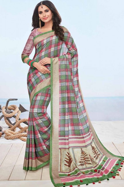 Ravishing Multi Cotton Khadi saree