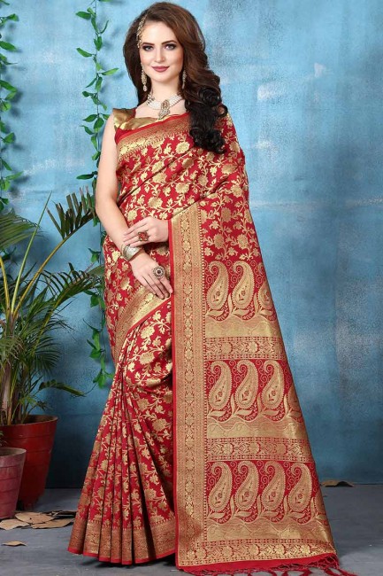 Delicate Red Banarasi Art Silk saree