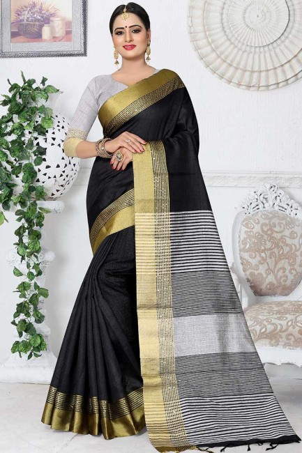 New Black Kanjivaram Art Silk saree