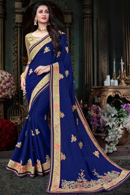 Stylish Royal Blue Georgette saree