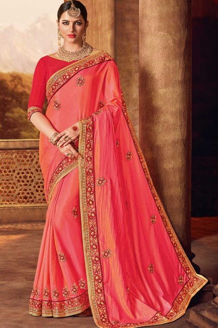 Gorgeous Dark Pink Art Silk saree