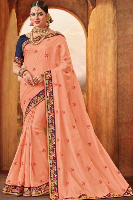 Beautiful Peach Art Silk saree