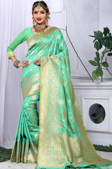 Light Green Banarasi Art Silk saree