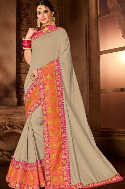Alluring Latest Beige Art Silk saree
