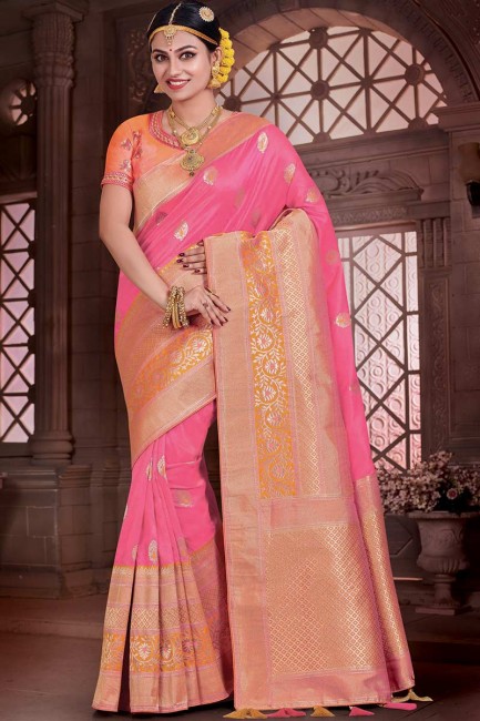 New Pink Art Silk saree