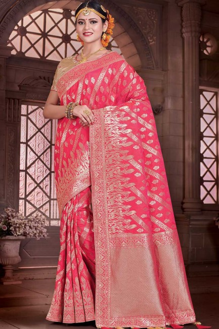 Latest Ethnic Pink Art Silk saree