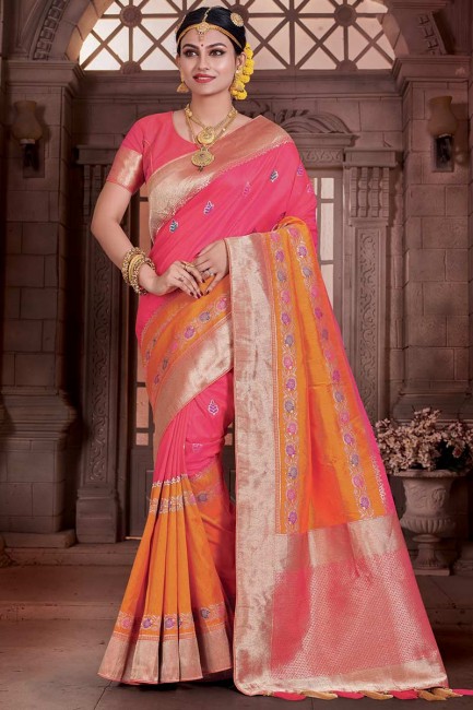 Adorable Pink Art Silk saree
