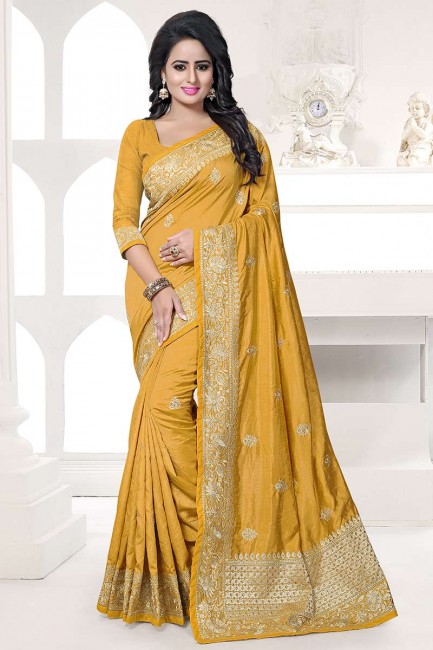 Gorgeous Yellow Art Silk saree