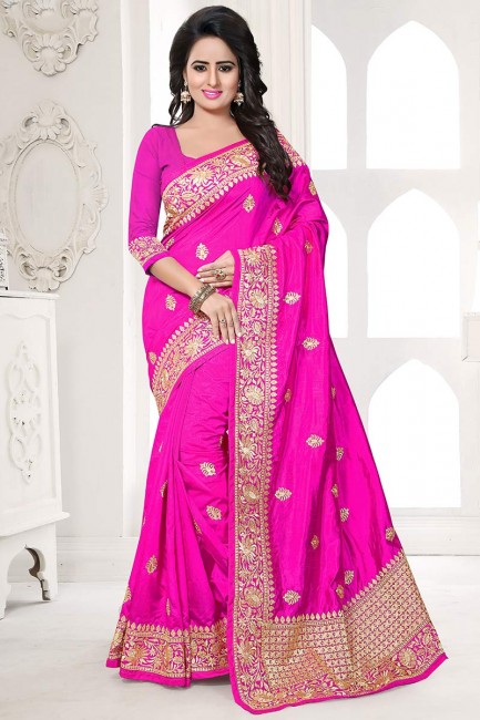 Alluring Rani Pink Art Silk saree