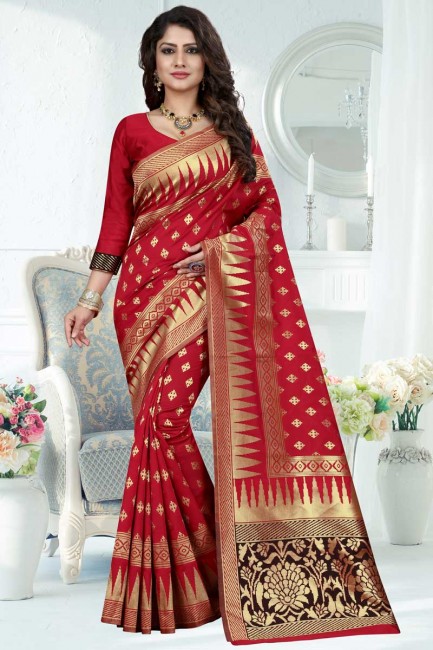 Gorgeous Red Banarasi Art Silk saree