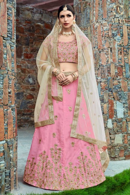 Traditional Pink Art Silk Lehenga Choli