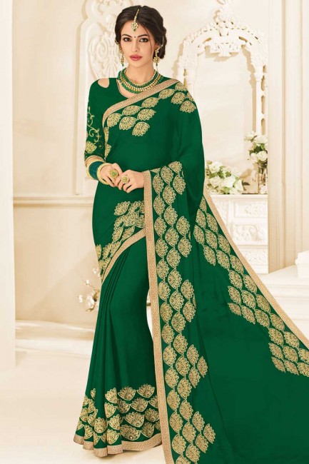 Stunning Green Chiffon saree