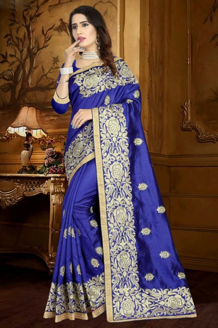 Gorgeous Navy Blue Art Silk saree