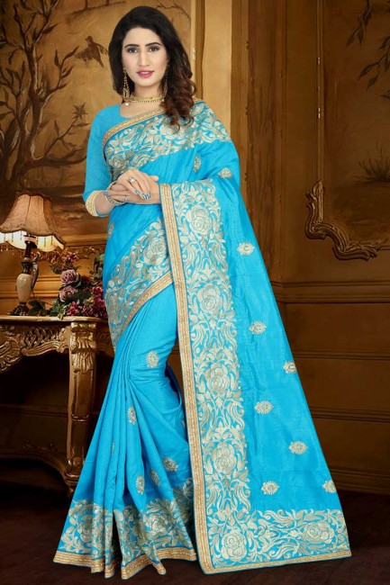 Contemporary Light Blue Art Silk saree
