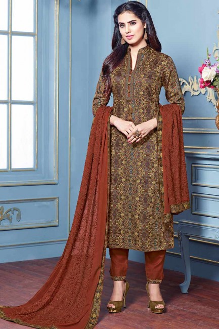Ravishing Multi Cotton Satin Palazzo Suit