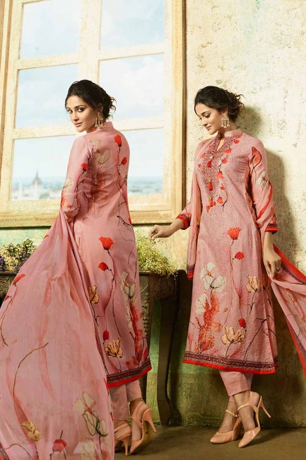 Light Pink Cambric Cotton Palazzo Suit