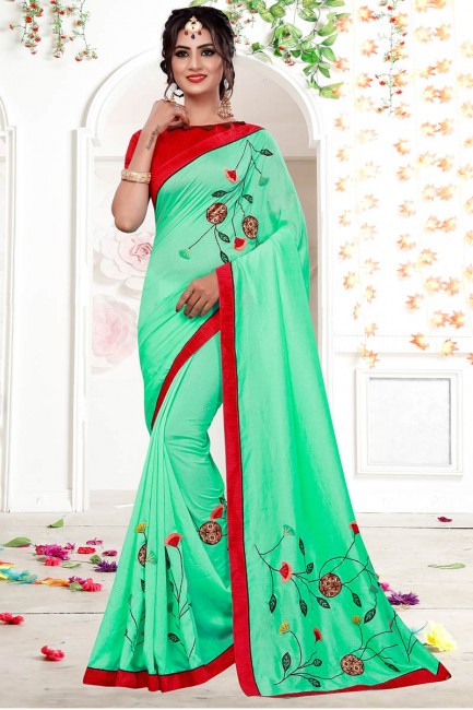 Turquoise Blue Fancy Georgette saree