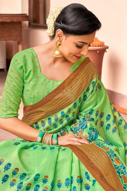 Dazzling Green Art Silk saree