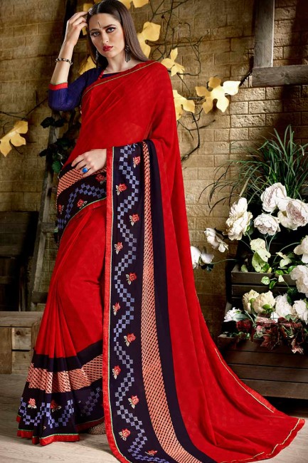Appealing Red Georgette saree