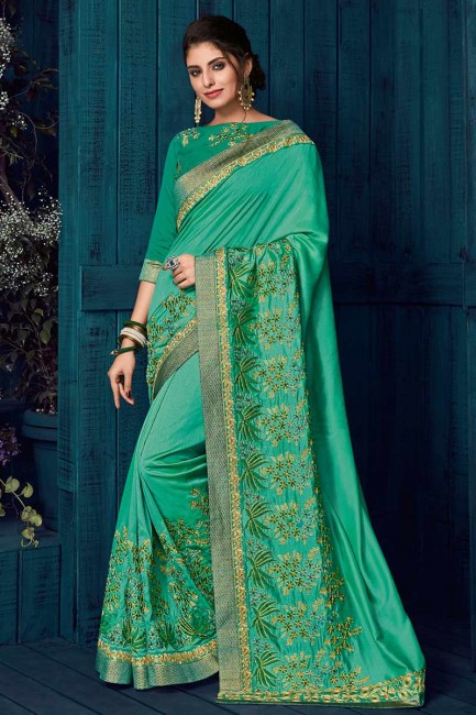 Beautiful Sea Green Art Silk saree