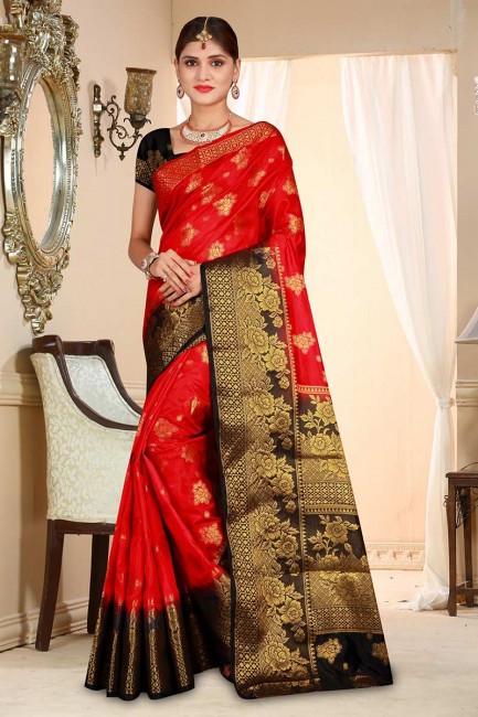 Exquisite Red Art Silk saree