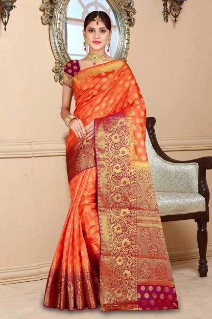 New Orange Art Silk saree