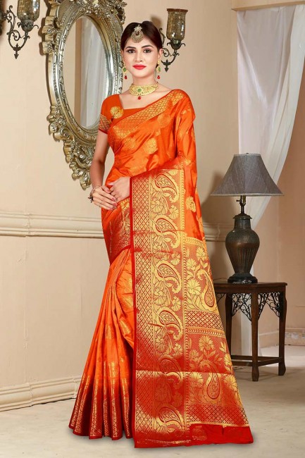 Enticing Orange Art Silk saree