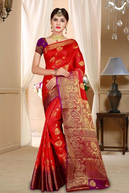 Impressive Red Art Silk saree