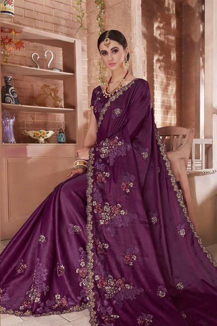 Stunning Purple Art Silk saree