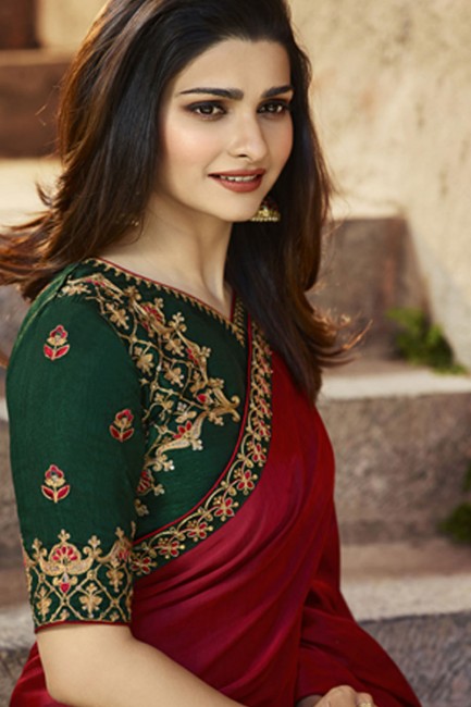 Elegant Maroon Soft Silk saree
