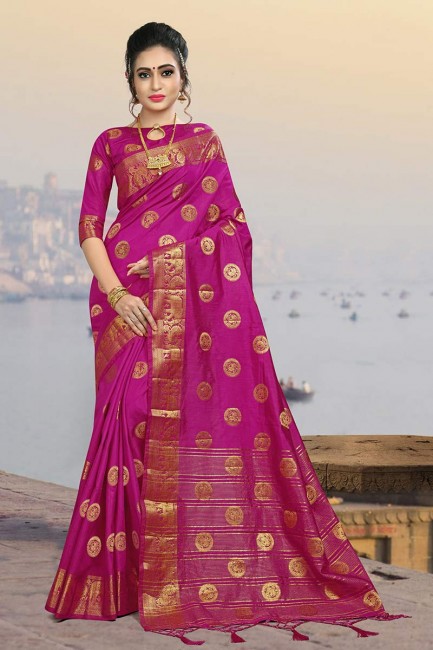 Rani Pink Jacquard Silk saree