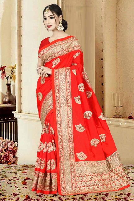 Latest Red Art Silk saree