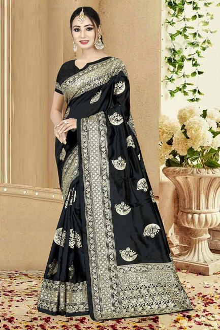 Adorable Black Art Silk saree