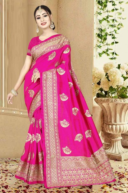 Stylish Rani Pink Art Silk saree