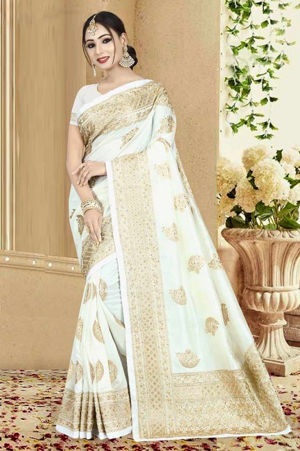 New White Art Silk saree