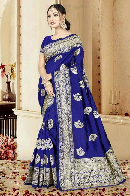 Adorable Royal Blue Art Silk saree