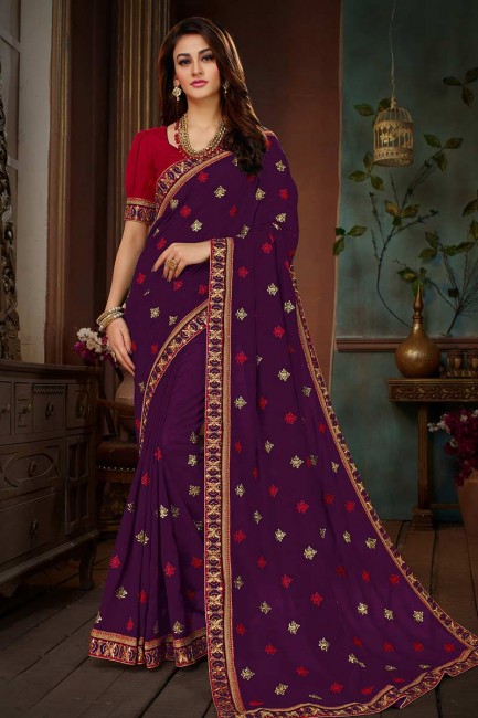 Latest Ethnic Purple Soft Silk saree