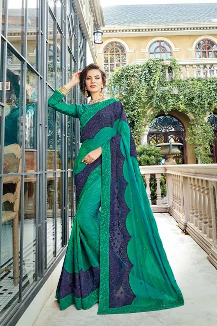 Enticing Sea Green Silk saree