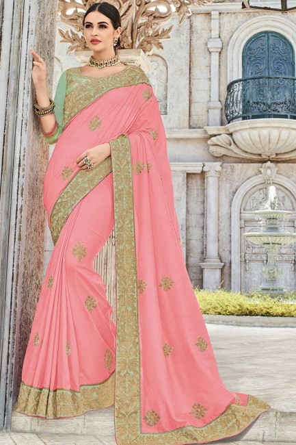 Opulent Pink Art Silk saree