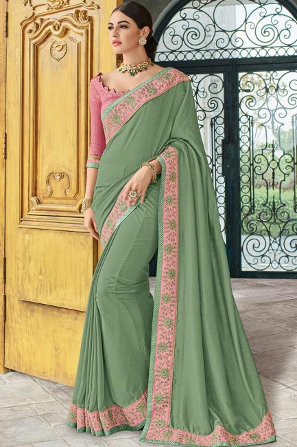 Elegant Pastel Green Art Silk saree