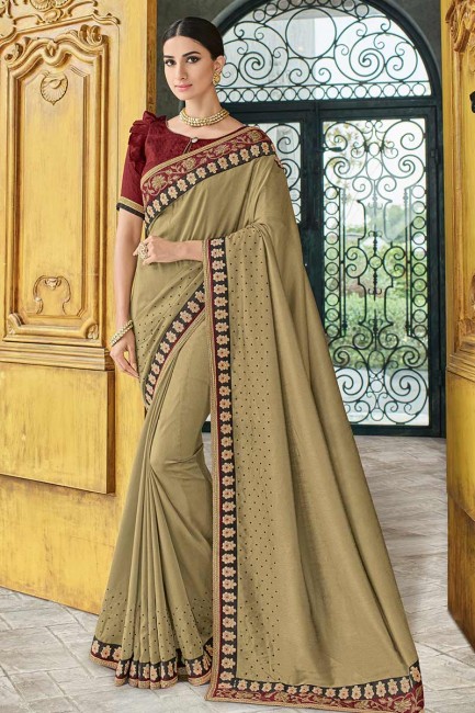 Stylish Beige Art Silk saree