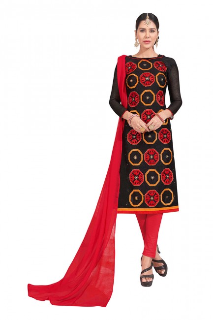 Indian Ethnic Black Chanderi Silk Churidar Suit