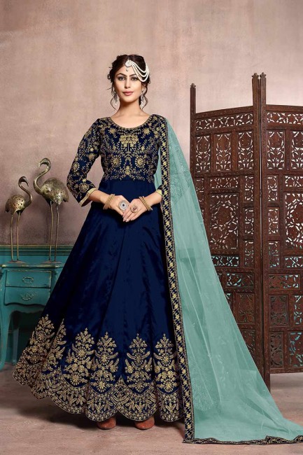Royal Blue Art Silk Anarkali Suit