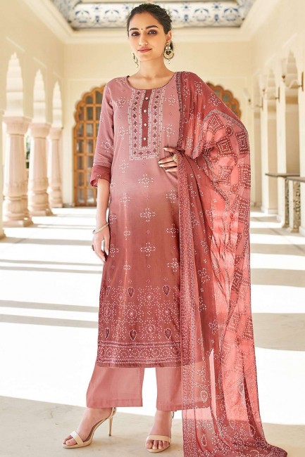 Salmon Pink Eid Palazzo Suit with Cotton