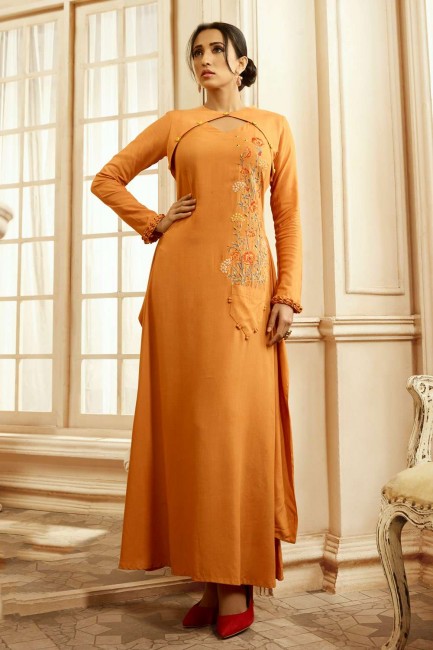 Mustard  Cotton and rayon Gown Dress