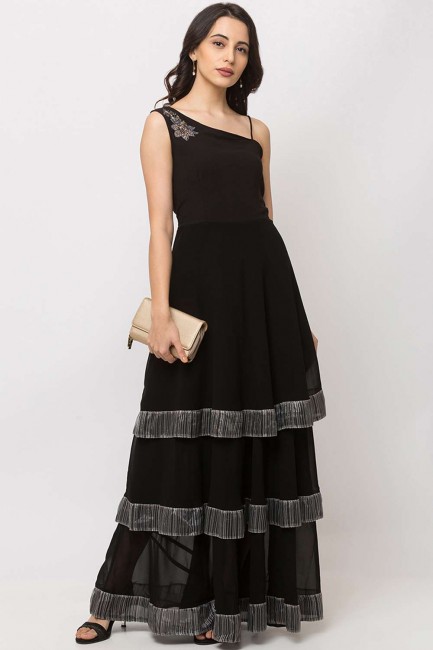 Black Georgette Gown Dress