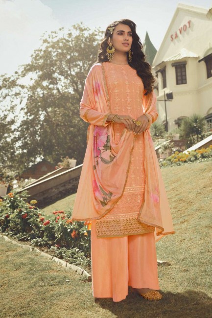 Georgette Palazzo Suit with Georgette in Peach