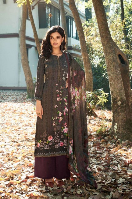 Palazzo Suit in Wine  Crepe with Crepe