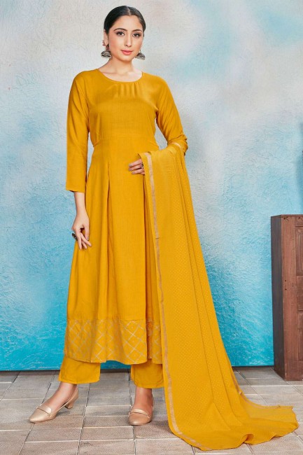 Rayon Rayon Palazzo Suit in Yellow