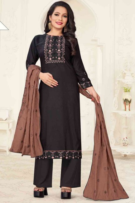  Black Palazzo Suit in Linen with Linen